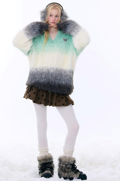 Retro Gradient V-Neck Sweater