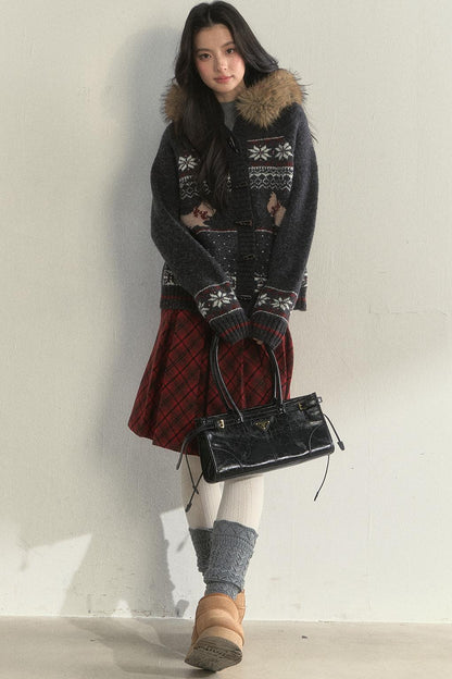 Dark Gray Fair Isle Knitted Jacket Set-Up