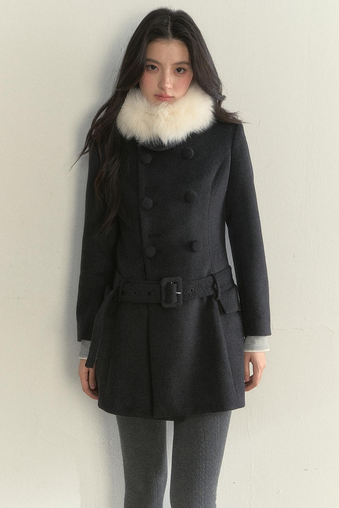 Gentle Lady Double-Breasted Mid-Length Coat Set-Up