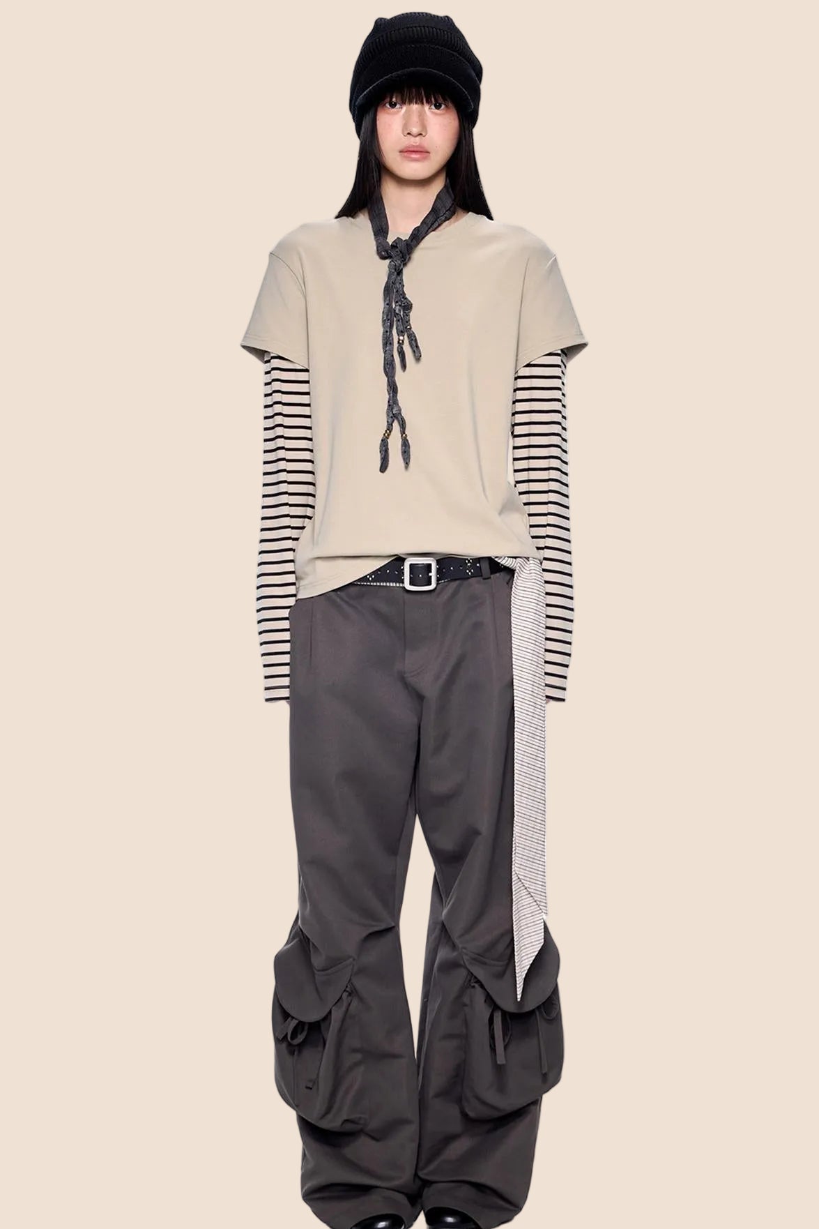 Pocket Pleated Wide-Leg Pants