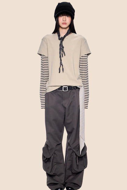 Pocket Pleated Wide-Leg Pants