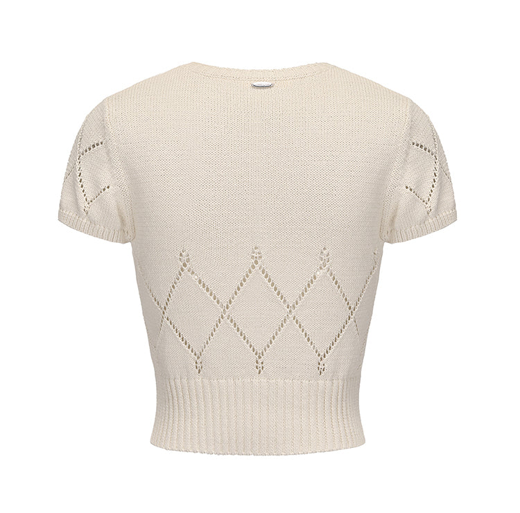 White- Navy Knit Tee