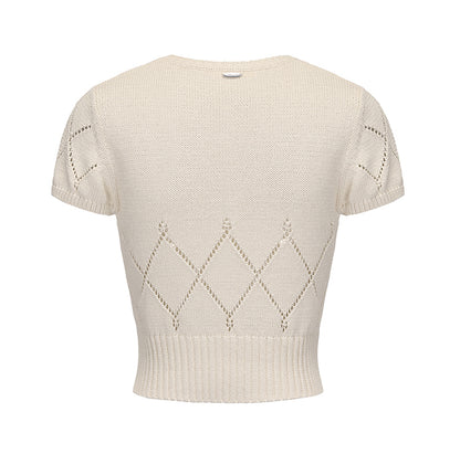 White- Navy Knit Tee