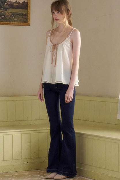 White Lace-up Camisole Set