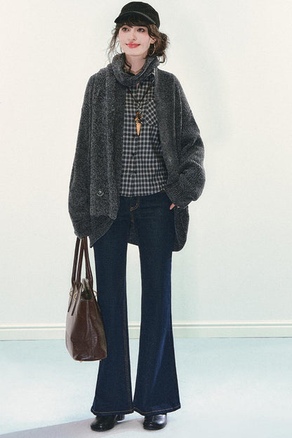 Chenille Knit Scarf Cardigan