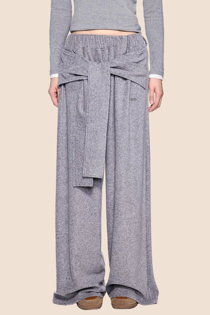 Tie-Up Structured Drape Pants