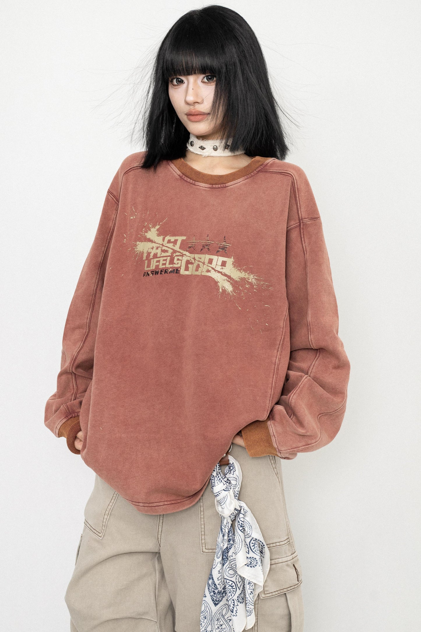 Vintage Wash Oversized Long Sleeve Tee