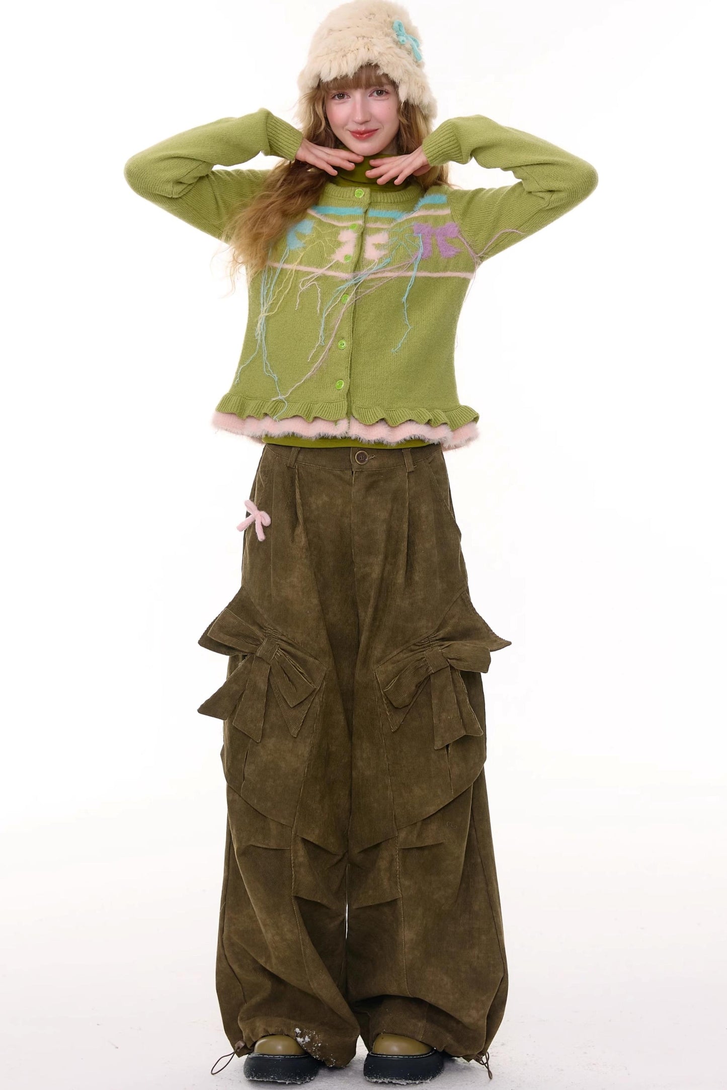 Autumn Retro Bow High Waist Slimming Trousers