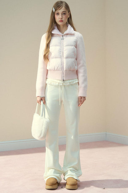 Pink Cloud Knitted Down Jacket