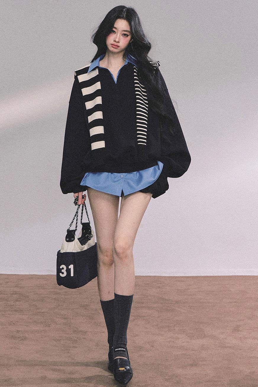 Gaozhi American Oversize Sweatshirt Set-Up