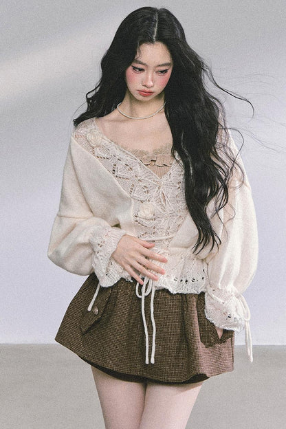 French Knitted Cardigan Sweater Jacket Set-Up