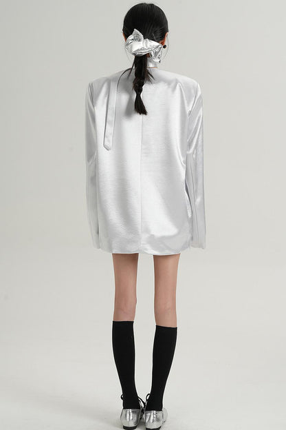 Glossy V-Neck Drape Jacket