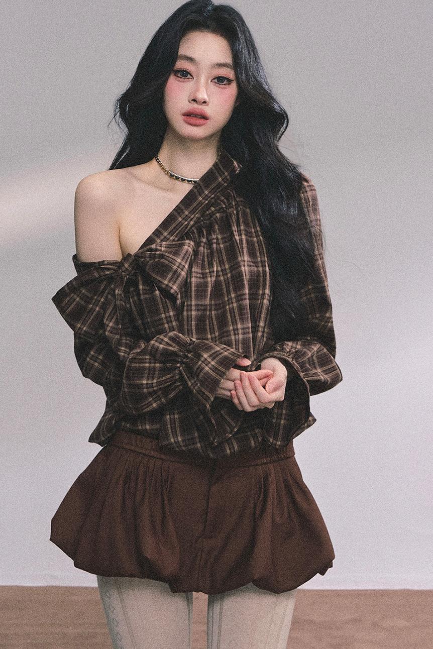 French Bow Plaid Shirt