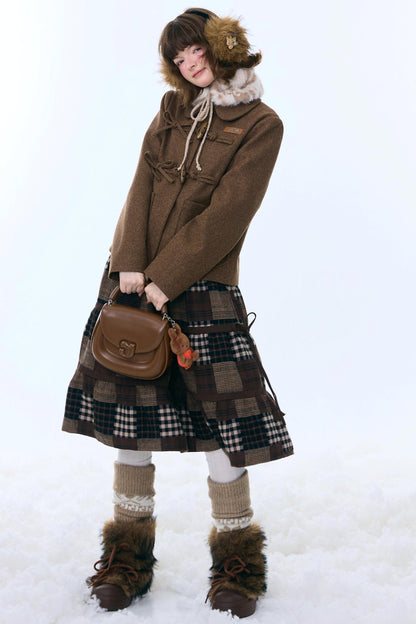 Dark Brown Plaid Skirt