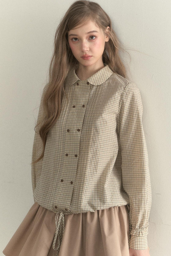 Vintage White Plaid Long Sleeve Inner Shirt