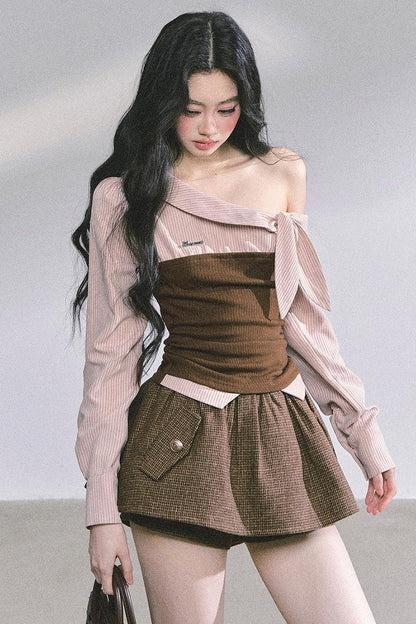 Korean Long-Sleeved Plaid Shirt