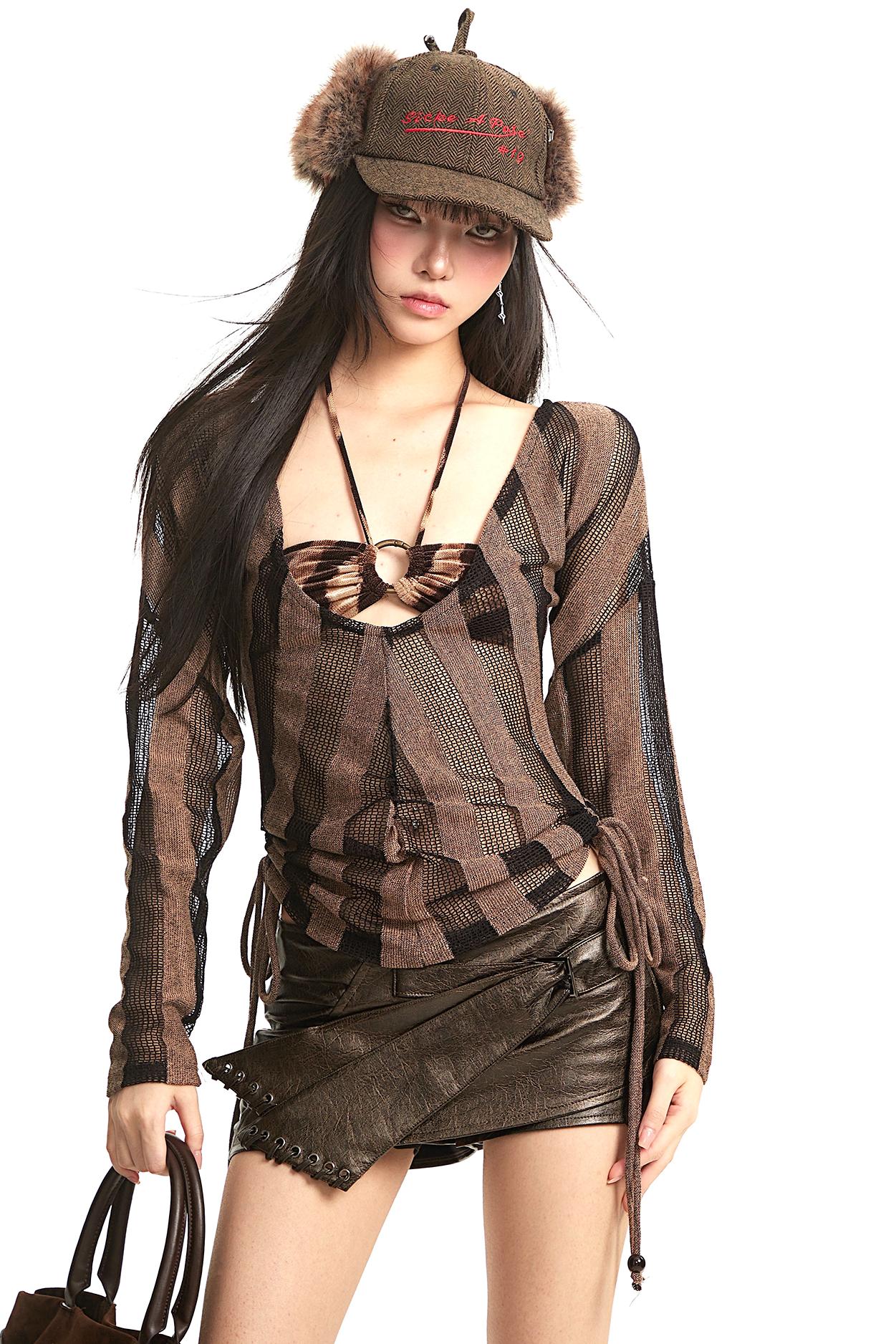 Distressed Retro Leather Skirt