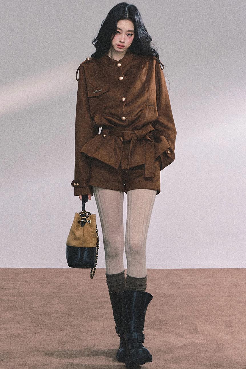 Golden Suede Womens Autumn Jacket Set-Up