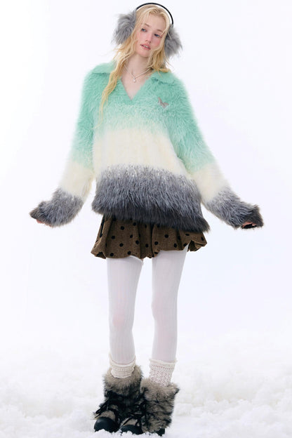 Retro Gradient V-Neck Sweater