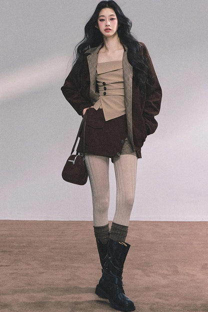 Autumn Puffy Two-Piece Skirt Set-Up