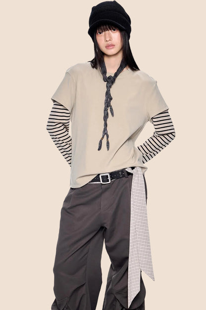 Striped Patchwork Retro Top