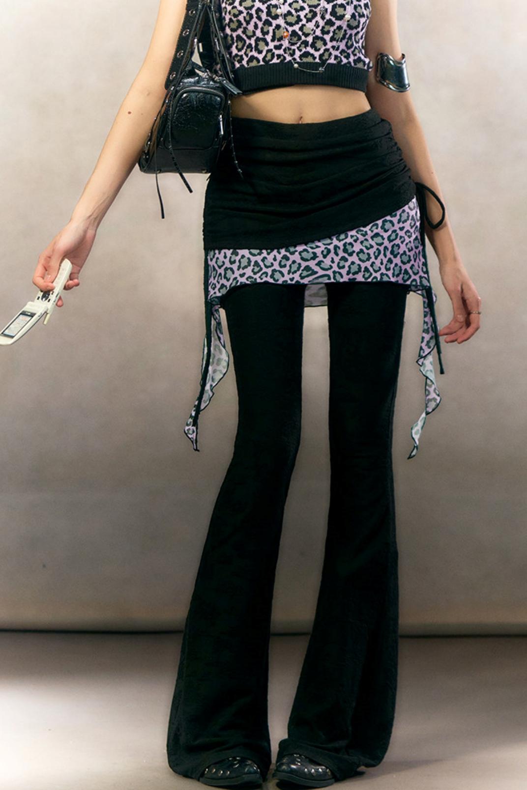 Retro Leopard Print Cardigan Set-Up