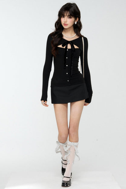 Black Hollow-Out Knitted Sweater