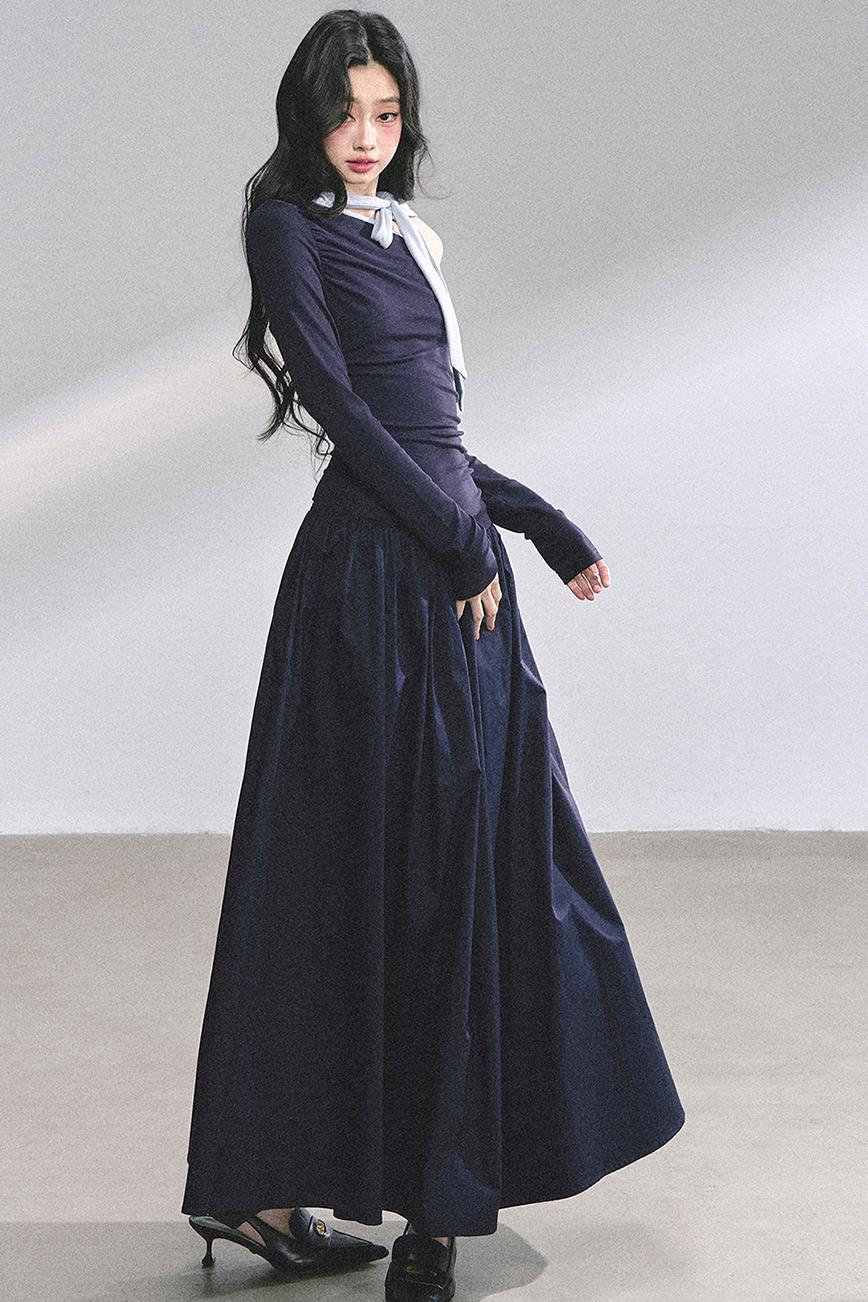 Autumn Waist Slimming Long Dress