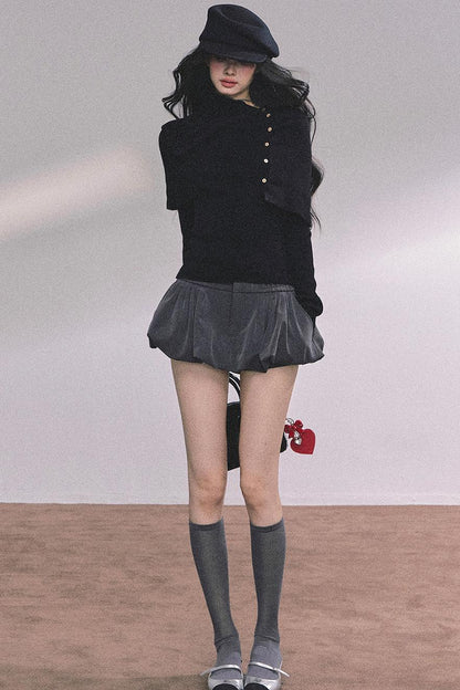 Korean Knit T-Shirt Shawl Set