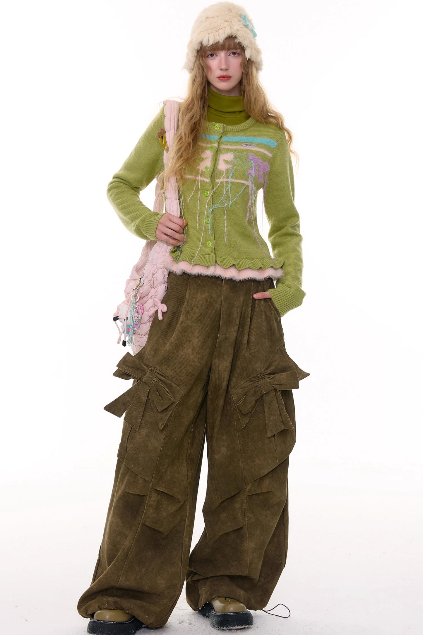 Autumn Retro Bow High Waist Slimming Trousers