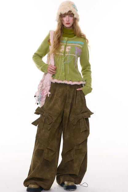 Autumn Retro Bow High Waist Slimming Trousers