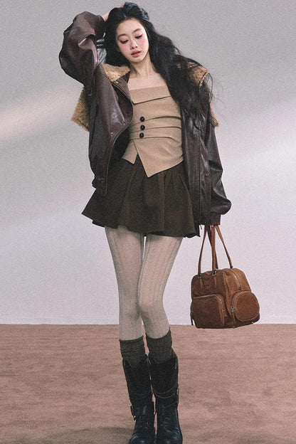 Autumn Puffy Two-Piece Skirt Set-Up