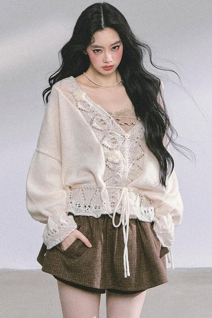 French Knitted Cardigan Sweater Jacket Set-Up