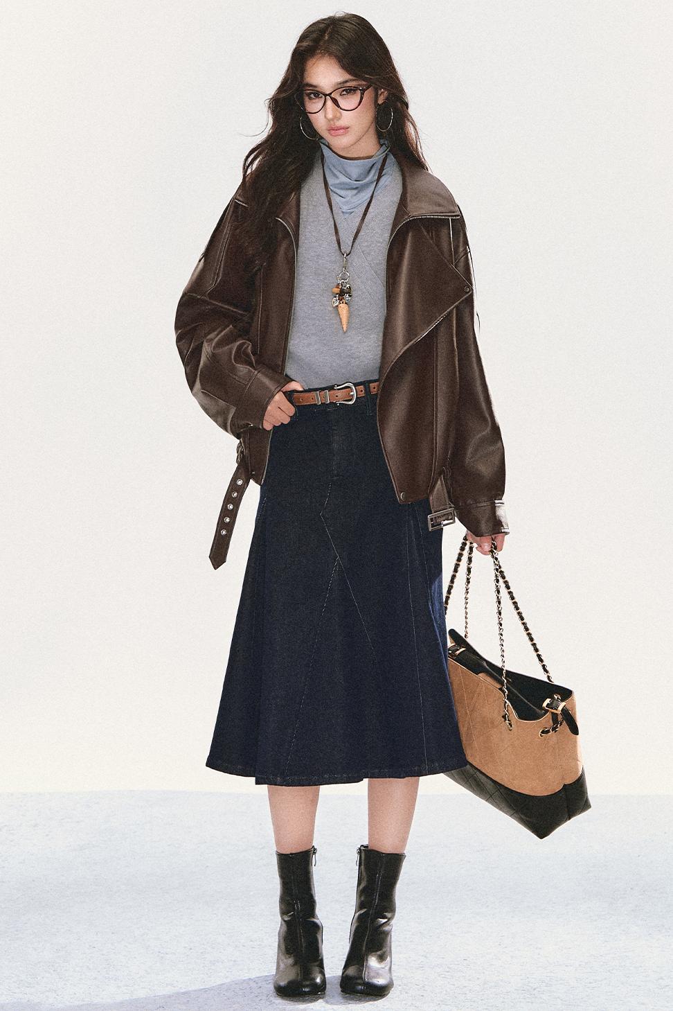 Semi-High Neck Scarf Top Set-Up