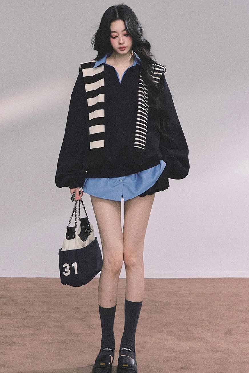 Gaozhi American Oversize Sweatshirt Set-Up