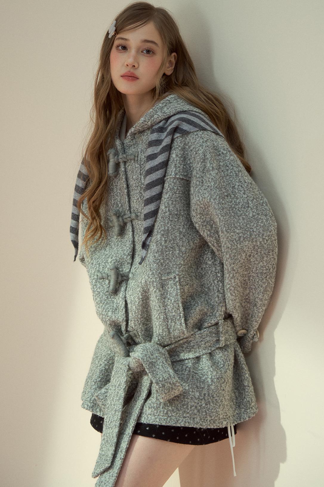 Light Gray Wool Horn Buckle Jacket