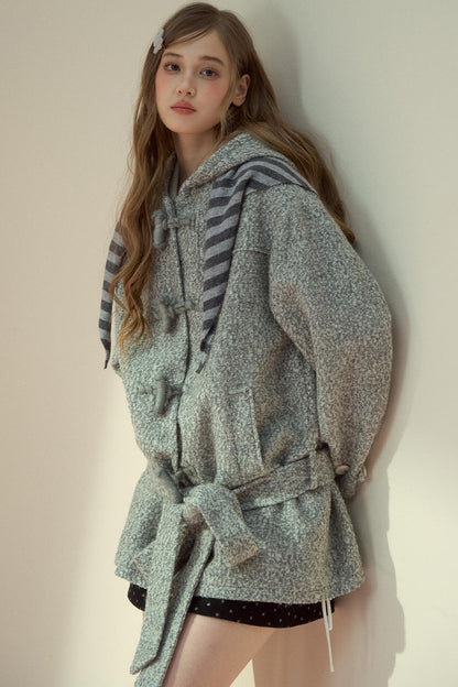 Light Gray Wool Horn Buckle Jacket