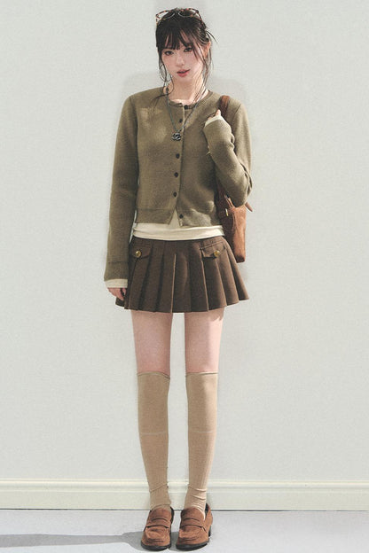 High Retro Pleated Skirt