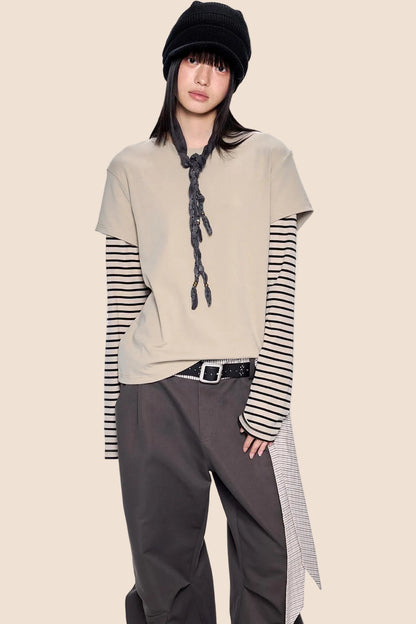 Striped Patchwork Retro Top