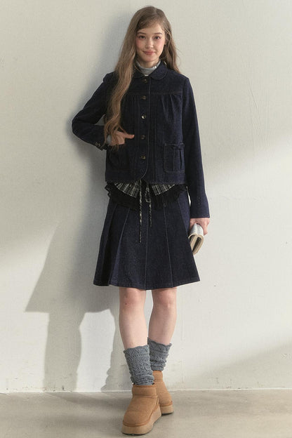 Retro Denim Quilted Jacket Set-Up