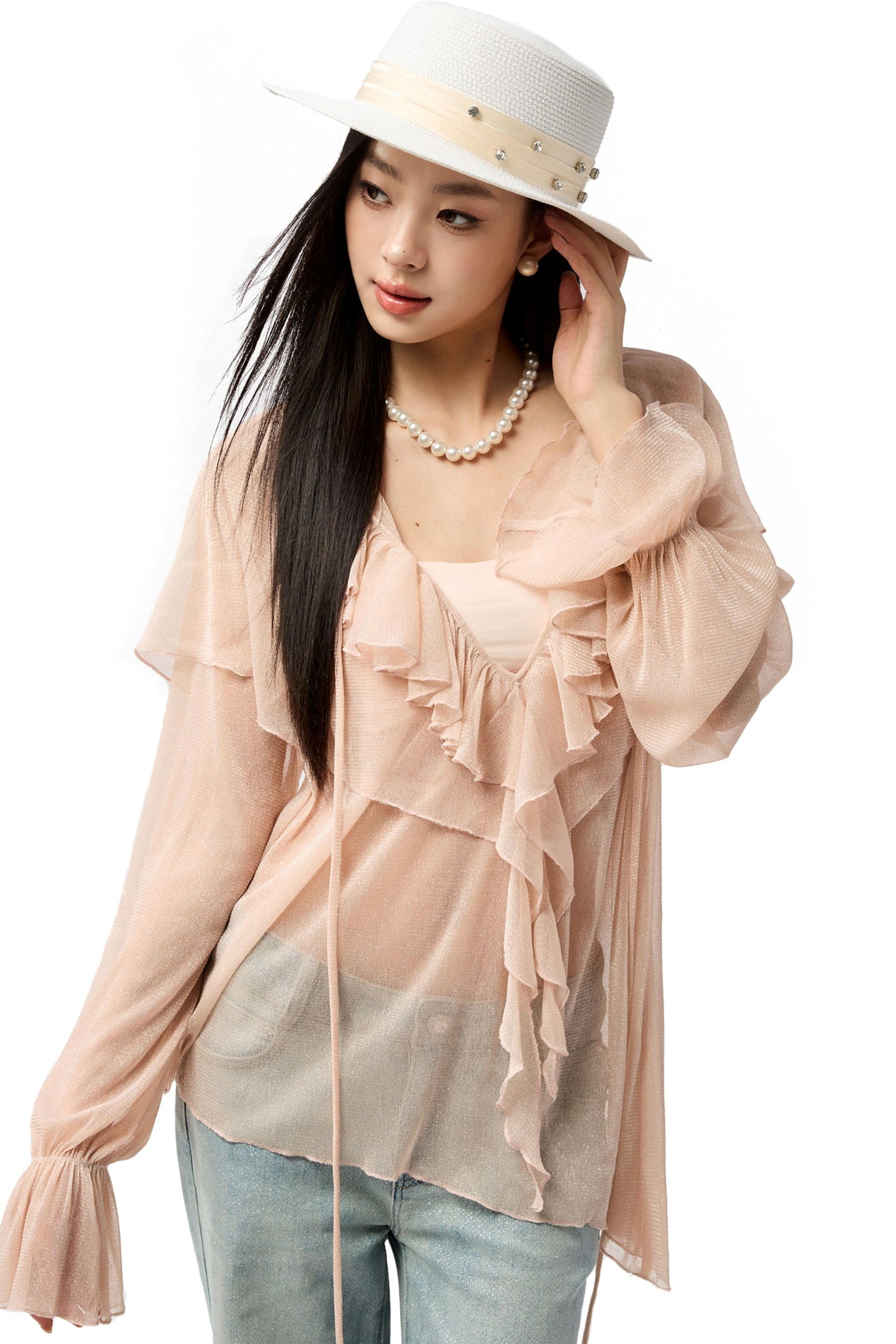 Slim Glitter Cover-Up Top Set