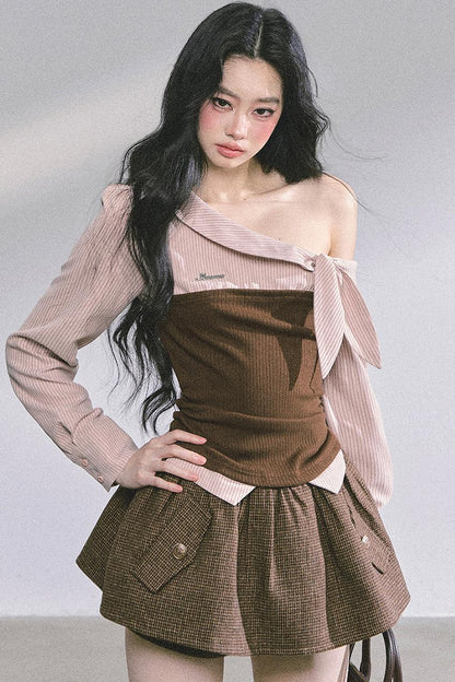 Korean Long-Sleeved Plaid Shirt