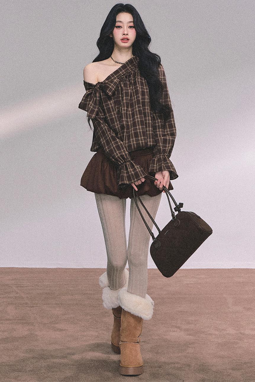 French Bow Plaid Shirt