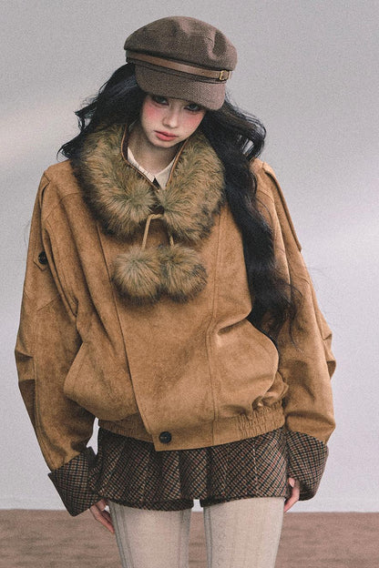 Hazelnut Velvet Jacket Skirt Set-Up