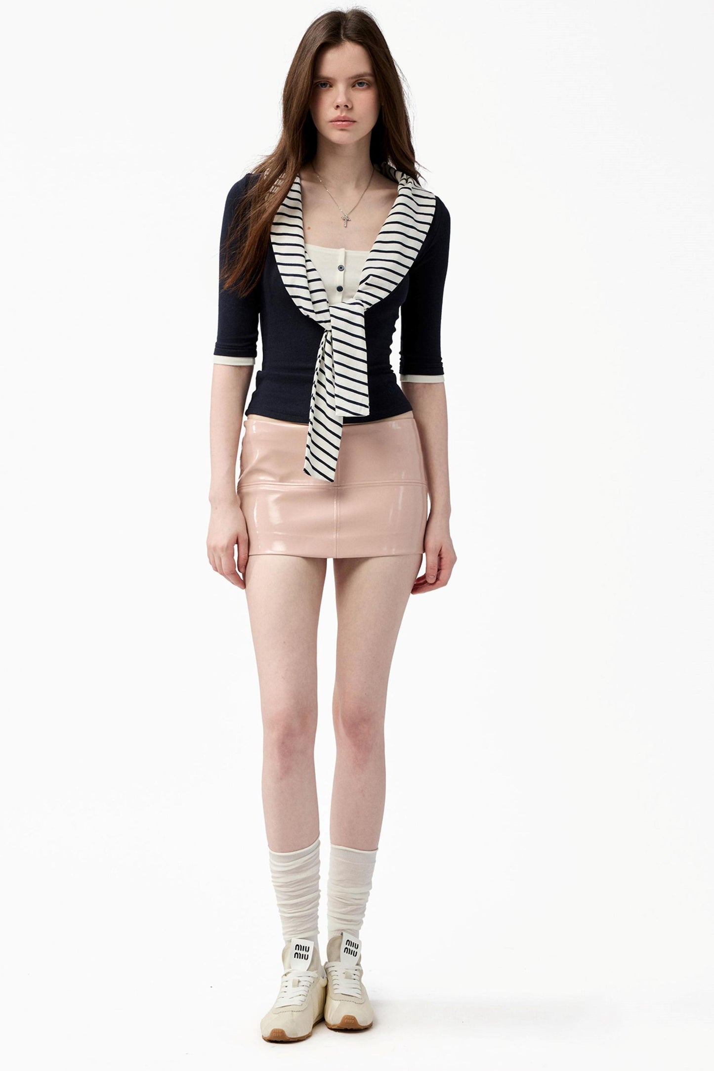 Lazy Navy Knotted Knitted Tops