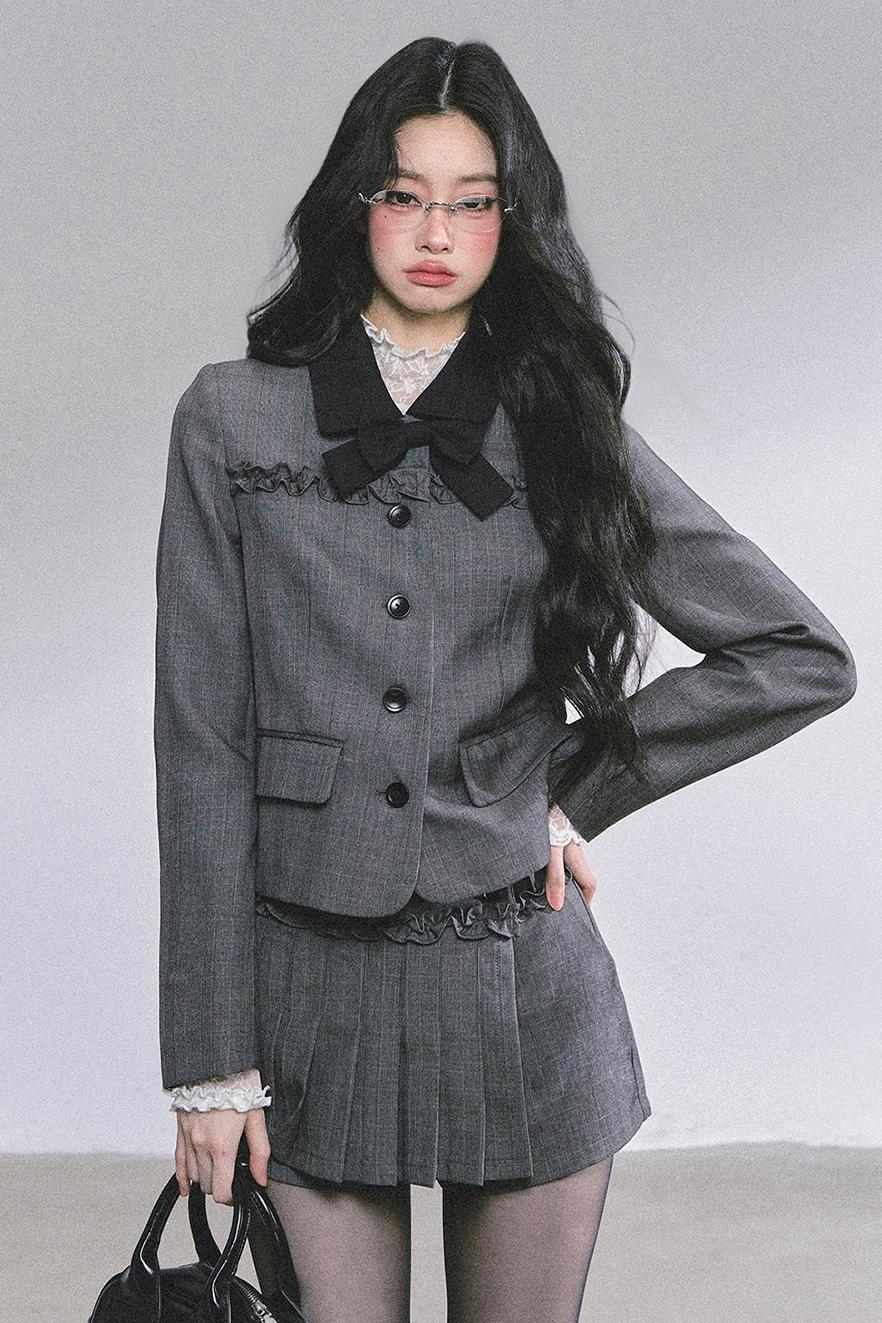 French Pleated Short Skirt Set-Up