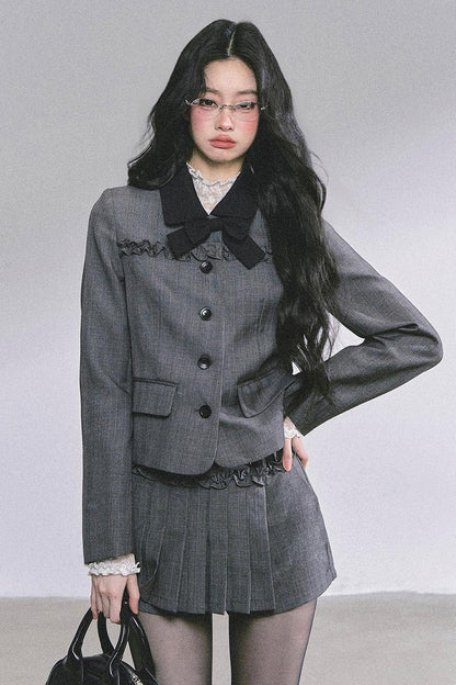 French Pleated Short Skirt Set-Up