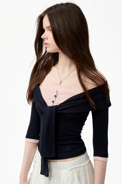 French Knot Color Block Knit Top