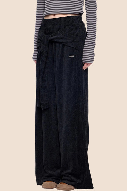 Tie-Up Structured Drape Pants