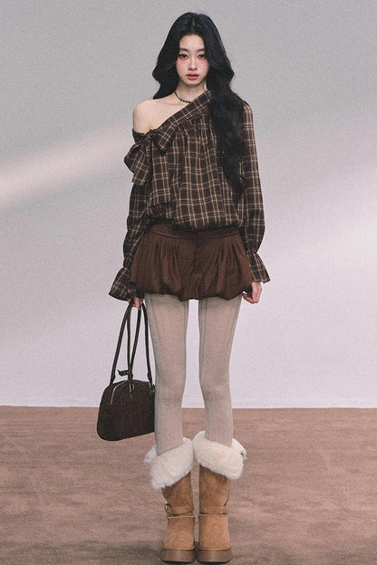 French Bow Plaid Shirt